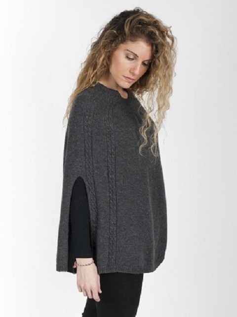 Cable Knit Cashmere Poncho