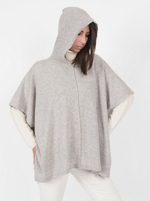 Square Hooded Cashmere Poncho