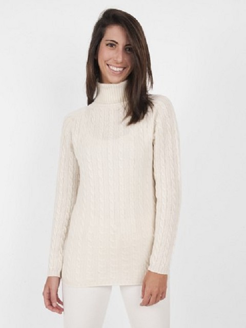 Turtle Neck Cable Knit Cashmere Sweater