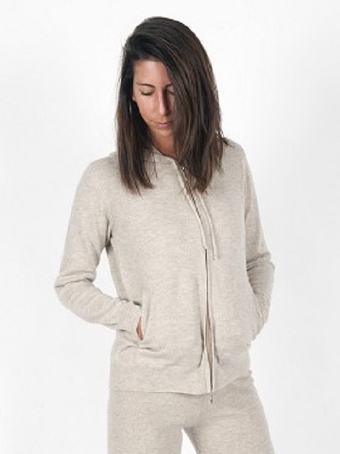 Zippered Cashmere Hoodie