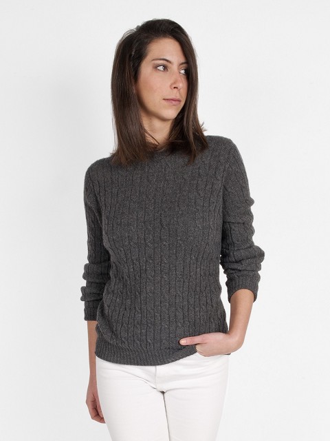 Turtle Neck Cable Knit Cashmere Sweater